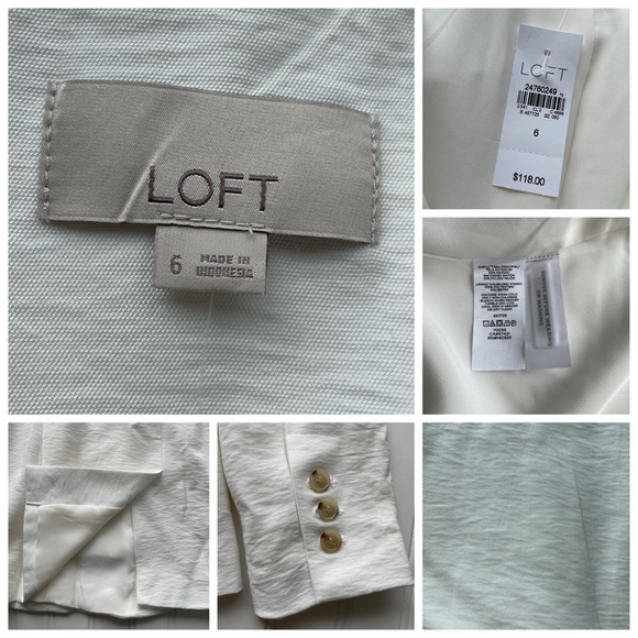 LOFT Ann Taylor Suit Jacket Blazer White Size 6 NWT Texture crinkle Office - Picture 6 of 10